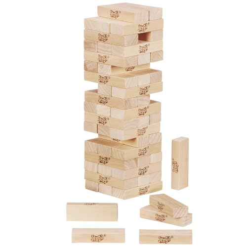 Classic Jenga Wood Block Stacking Party Game with Digital Die
