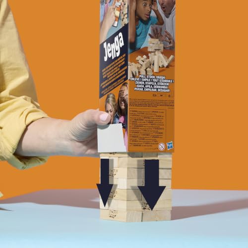 Classic Jenga Wood Block Stacking Party Game with Digital Die