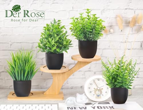Small Black Faux Potted Plants for Bathroom & Home Decor