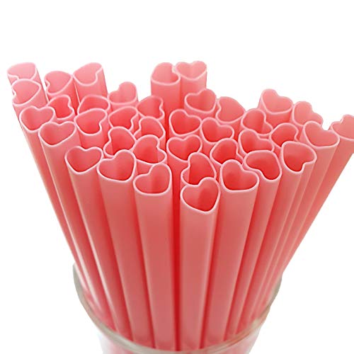 Red & Pink Heart-Shaped Drinking Straws for Parties