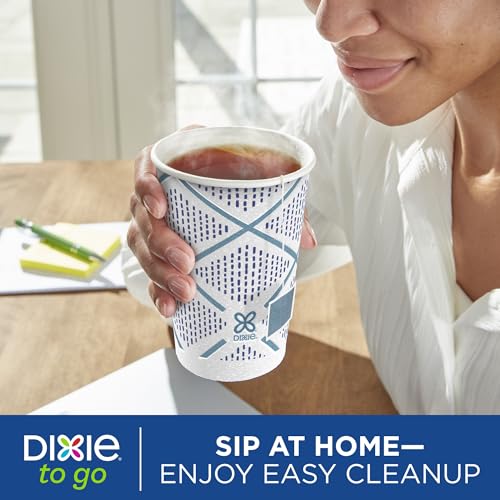 Dixie To Go Paper Coffee Cups With Lids, 12 oz, 156 Count (6 packs of 26 cups), Disposable Insulated Paper Cups for On-The-Go Hot or Cold Beverages