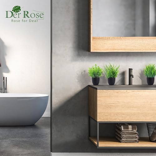 Small Black Faux Potted Plants for Bathroom & Home Decor
