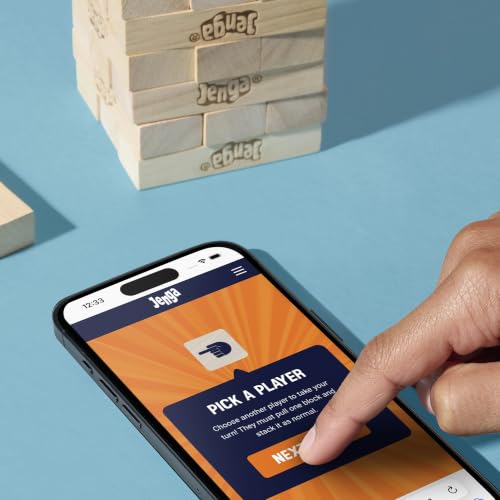 Classic Jenga Wood Block Stacking Party Game with Digital Die