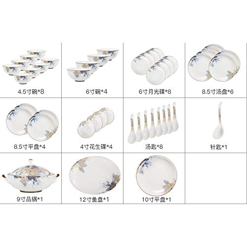 Ceram Plates 46pcs Porcelain Sunshine Kitchen Utensil Set Dinnerware Set Bone China Dishes Fancy Plates and Bowls Set