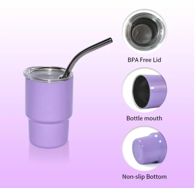 AGH 108pcs 3oz Mini Tumbler Sublimation Shot Glass with Lid & Straw,12 Colors Stainless Steel Tumblers Set Sublimation Mini Cups for Wedding Birthday Party for Cocktail Whiskey