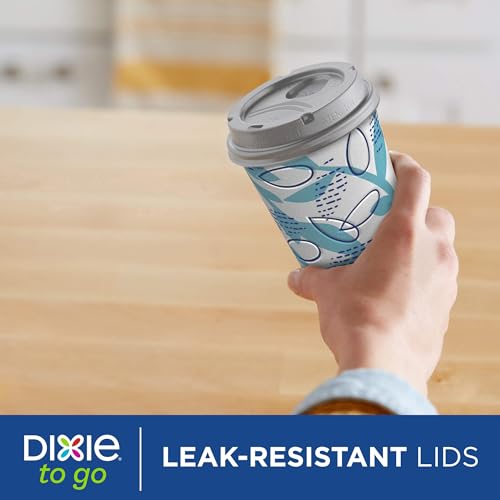 Dixie To Go Paper Coffee Cups With Lids, 12 oz, 156 Count (6 packs of 26 cups), Disposable Insulated Paper Cups for On-The-Go Hot or Cold Beverages