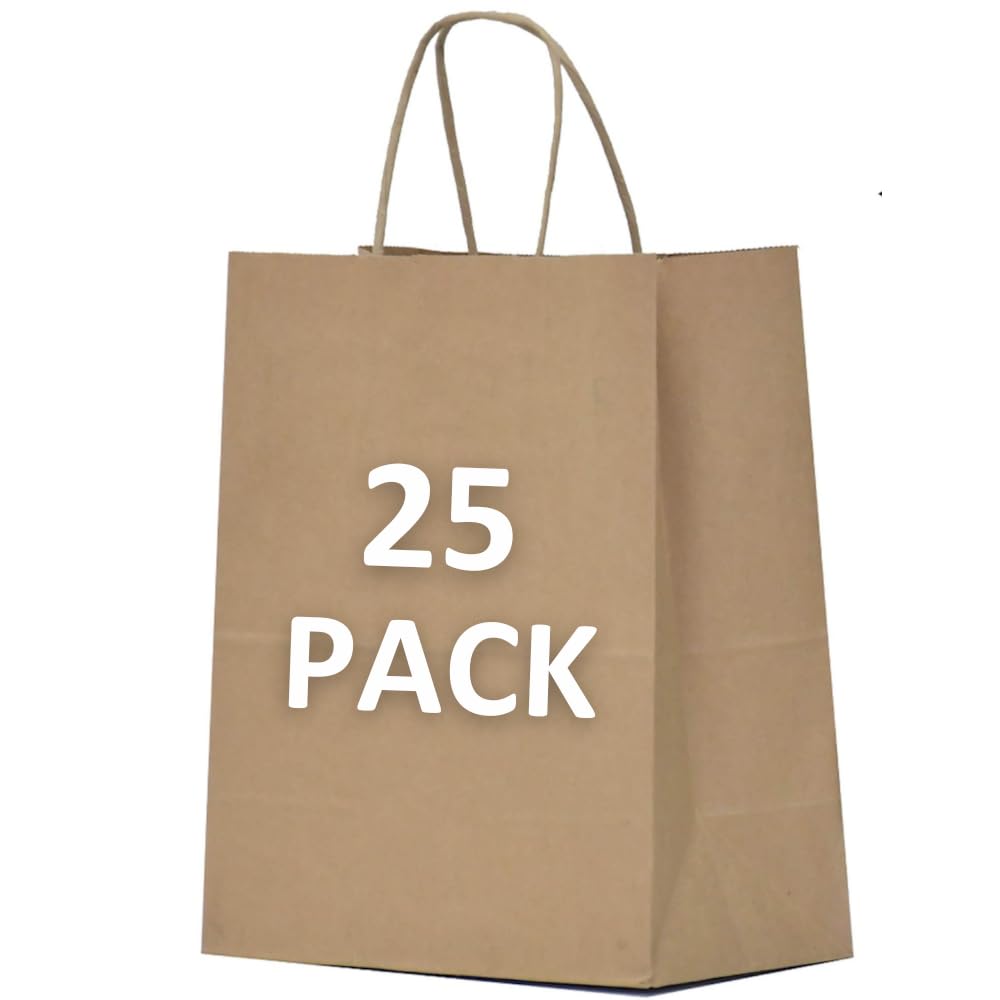 10 x 5 x 13-Inch Kraft Paper Shopping Bags for Party Favors