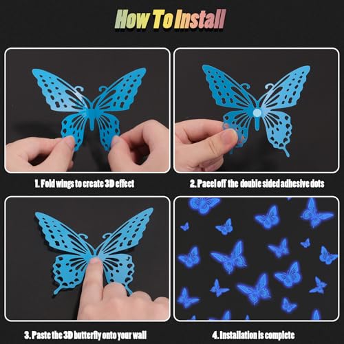48-Piece 3D Butterfly Wall Sticker Set for Party Decor