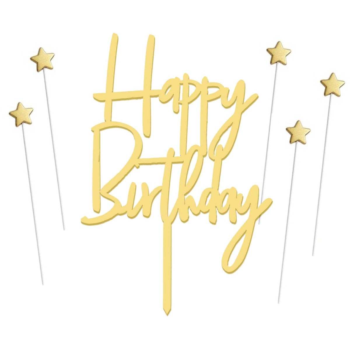 Happy Birthday Star Cake & Cupcake Topper Decoration Set