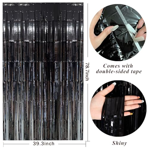Wavy Metallic Tinsel Fringe Backdrop Curtain for Parties