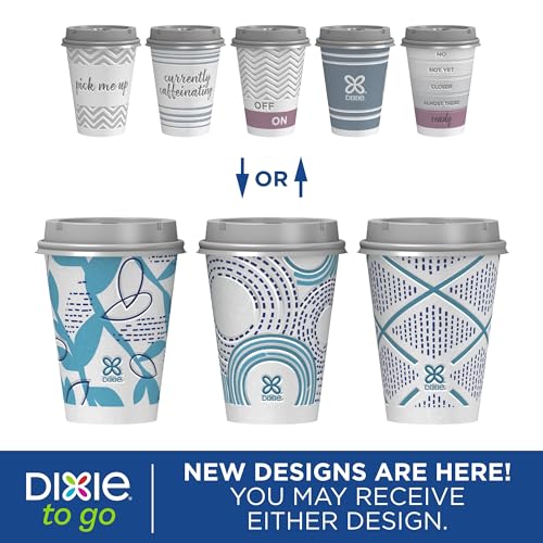 Dixie To Go Paper Coffee Cups With Lids, 12 oz, 156 Count (6 packs of 26 cups), Disposable Insulated Paper Cups for On-The-Go Hot or Cold Beverages
