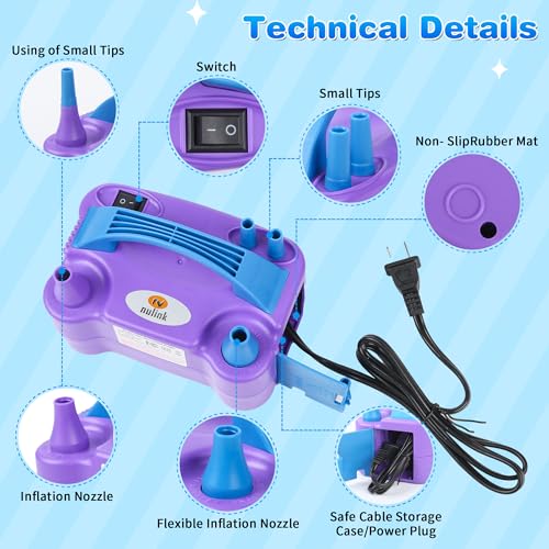 Portable Electric Balloon Pump with Dual Nozzles