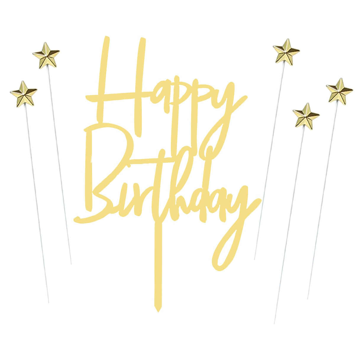 Happy Birthday Star Cake & Cupcake Topper Decoration Set
