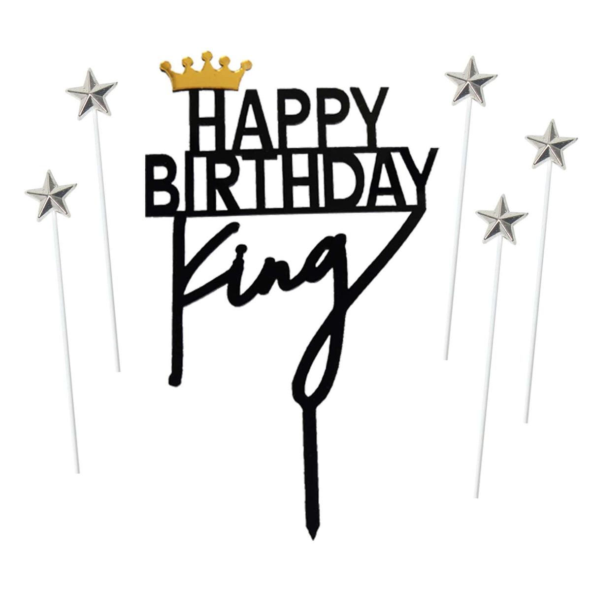 Happy Birthday Star Cake & Cupcake Topper Decoration Set