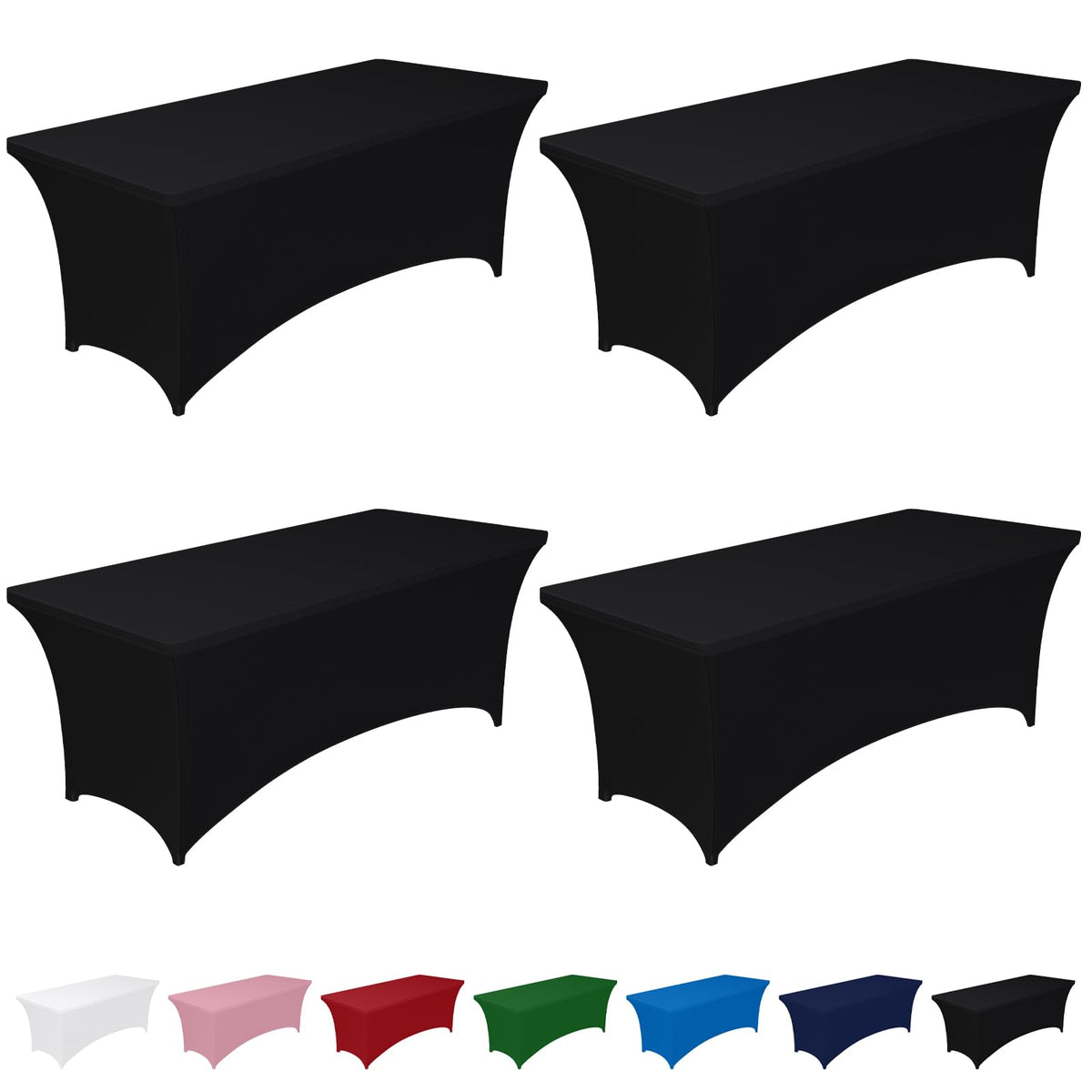 2-Pack Fitted Spandex Tablecloths for Parties & Events