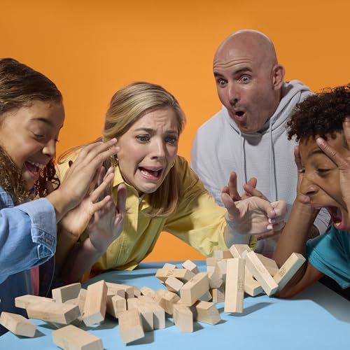 Classic Jenga Wood Block Stacking Party Game with Digital Die