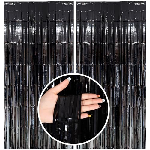 Wavy Metallic Tinsel Fringe Backdrop Curtain for Parties