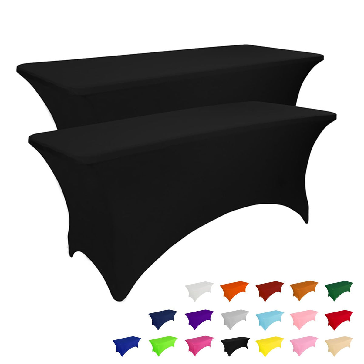 6-Foot Stretch Black Table Cover for Parties & Events