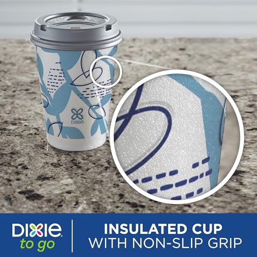 Dixie To Go Paper Coffee Cups With Lids, 12 oz, 156 Count (6 packs of 26 cups), Disposable Insulated Paper Cups for On-The-Go Hot or Cold Beverages