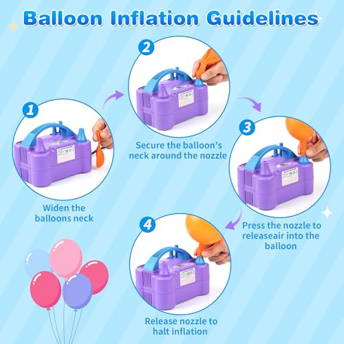 Portable Electric Balloon Pump with Dual Nozzles
