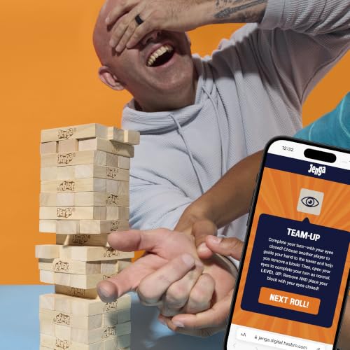 Classic Jenga Wood Block Stacking Party Game with Digital Die