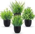 Small Black Faux Potted Plants for Bathroom & Home Decor