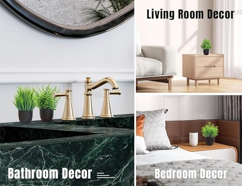 Small Black Faux Potted Plants for Bathroom & Home Decor