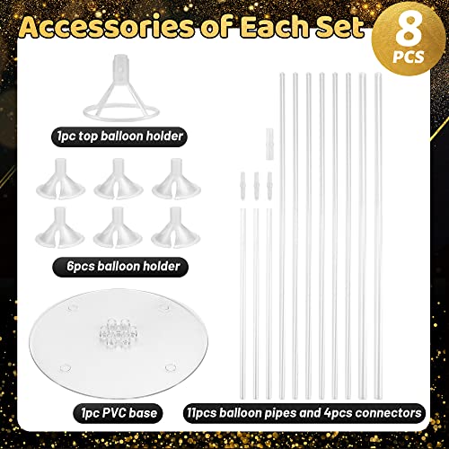 8-Set Balloon Stand Kit with Table Bases & Sticks