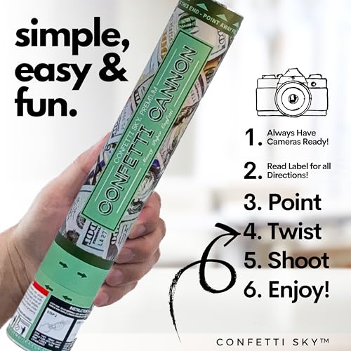 6-Pack 12-Inch Confetti Cannons for Party Celebrations