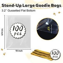 Clear Stand-Up Cellophane Gift Bags with Ties for Party Favors
