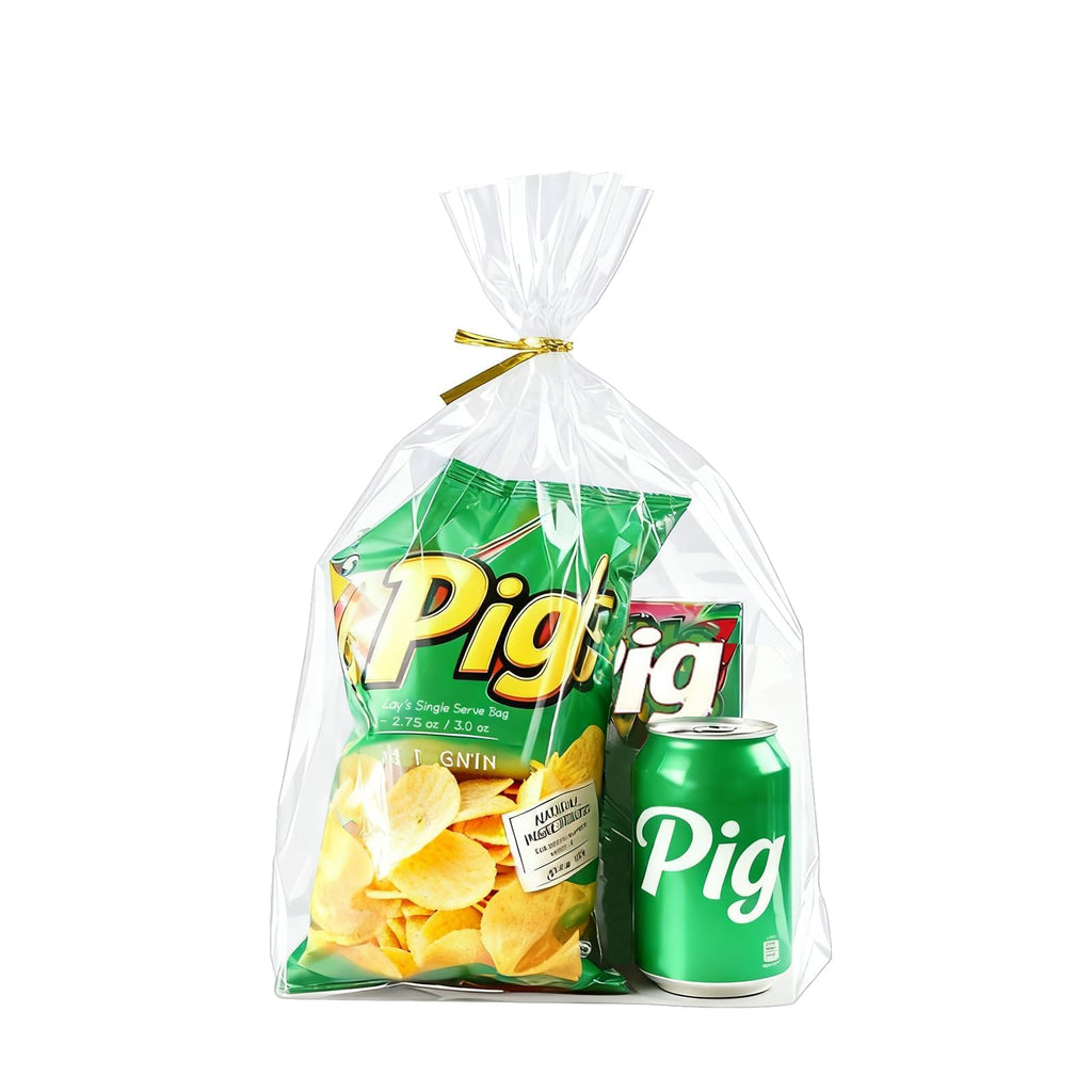 Clear Stand-Up Cellophane Gift Bags with Ties for Party Favors