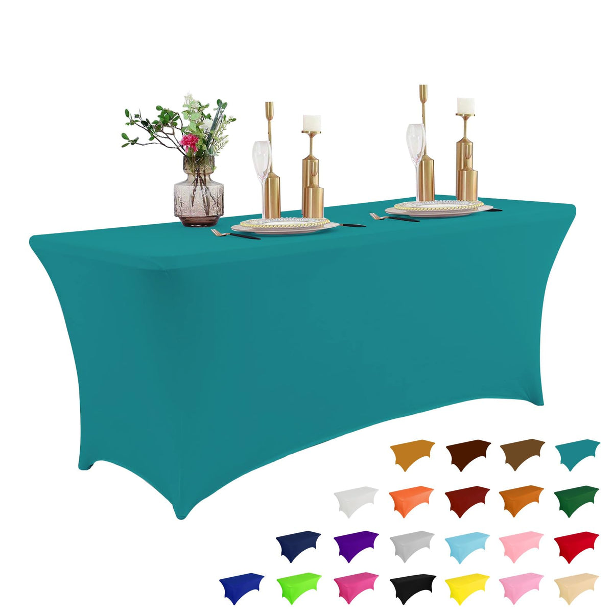 6-Foot Stretch Black Table Cover for Parties & Events