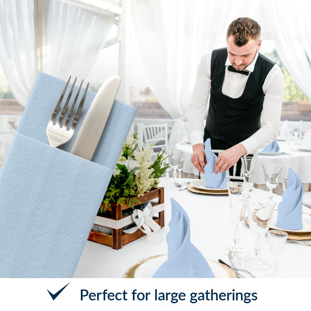 PAW - Linen Feel Napkins with Built-in Flatware Pocket, Airlaid Paper Pre-Folded Napkins
