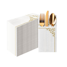 Linen-Feel Pre-Folded Napkins with Flatware Pockets