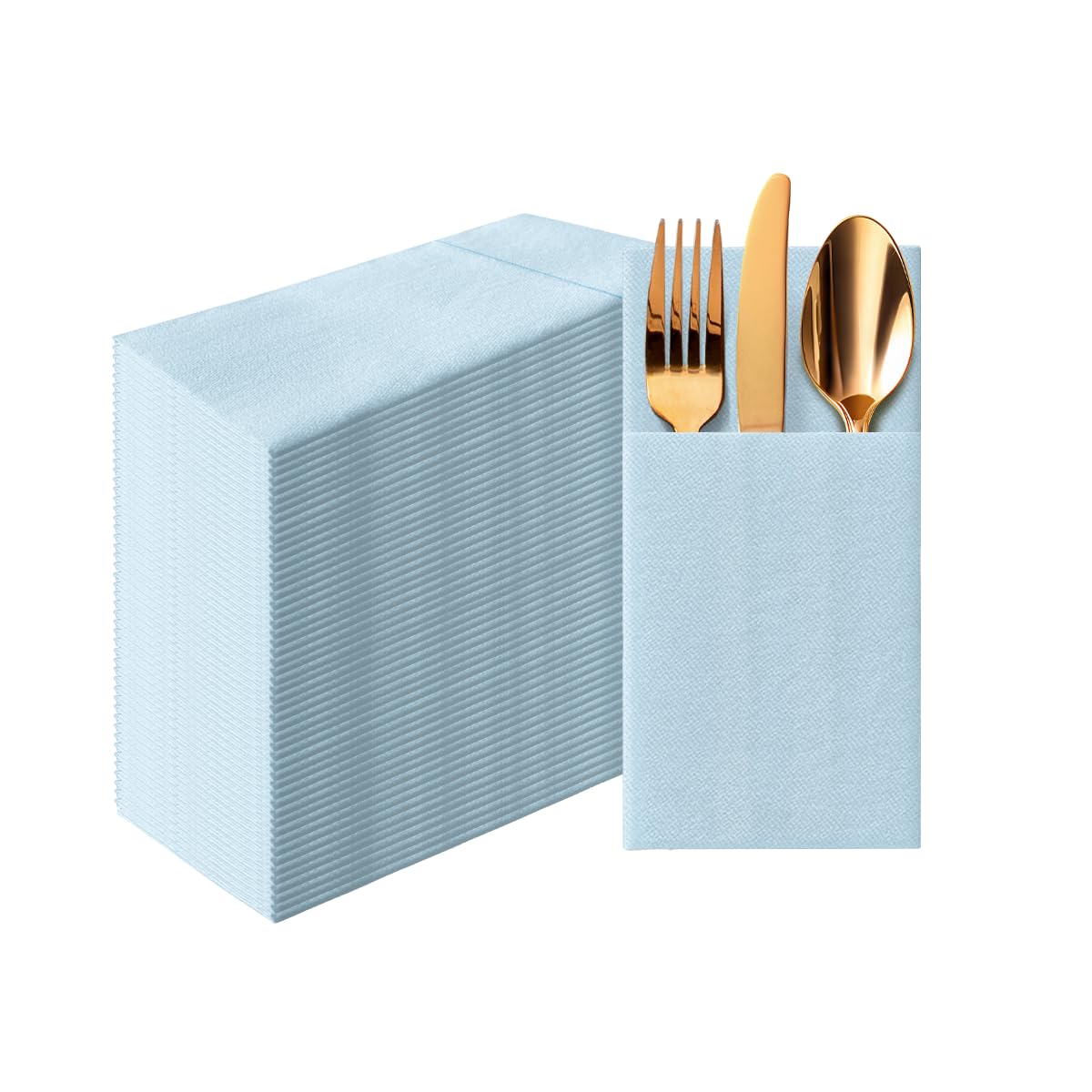 PAW - Linen Feel Napkins with Built-in Flatware Pocket, Airlaid Paper Pre-Folded Napkins