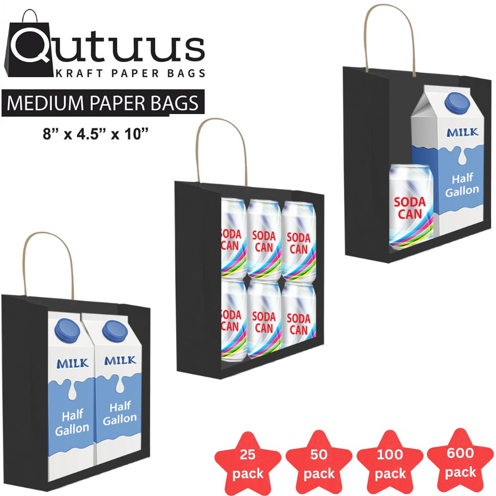 10 x 5 x 13-Inch Kraft Paper Shopping Bags for Party Favors