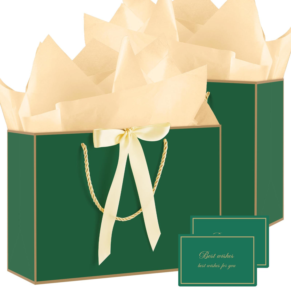 2-Piece Medium Gift Bag Set with Tissue Paper & Cards