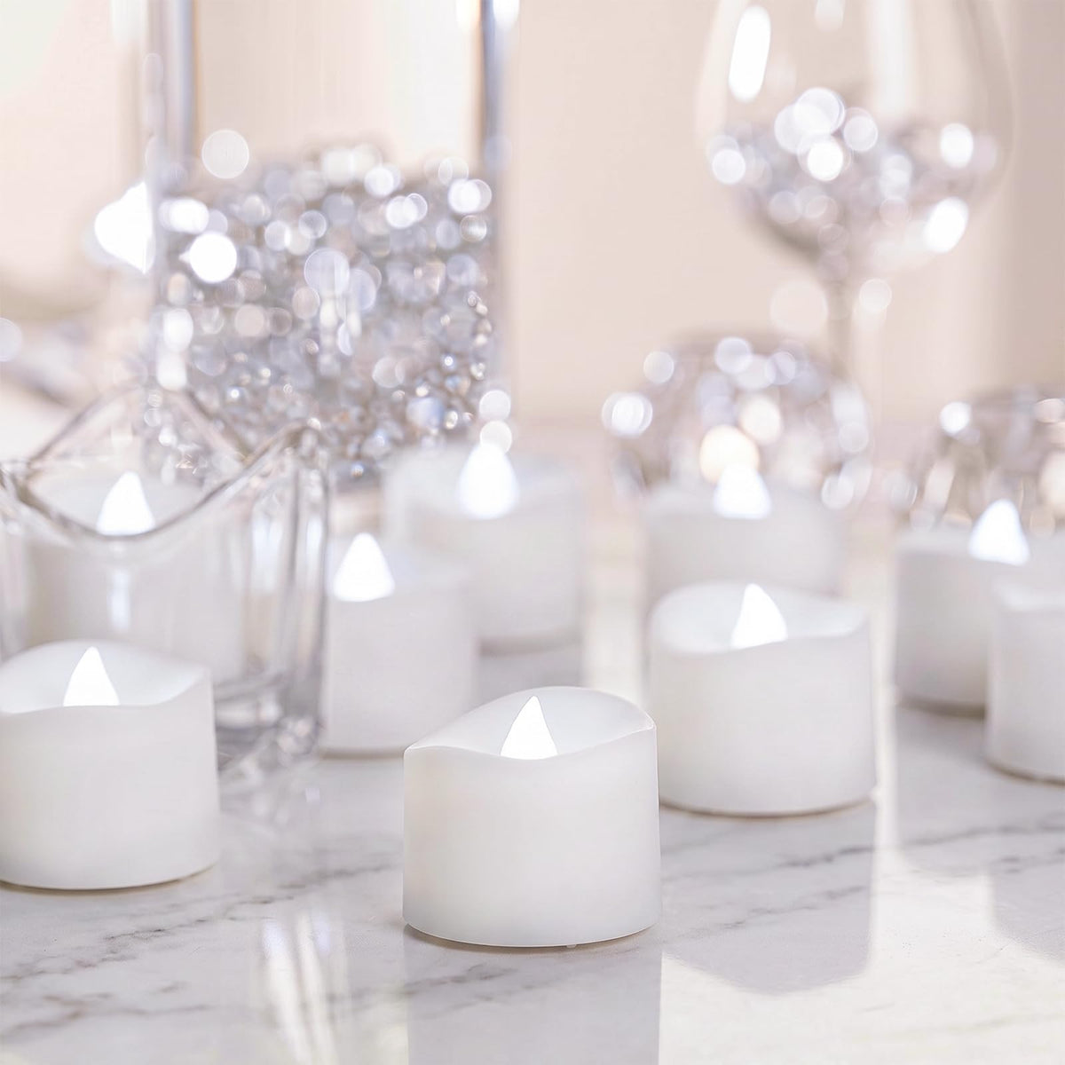 Battery-Operated Flameless Tea Light Candles, 200+ Hours