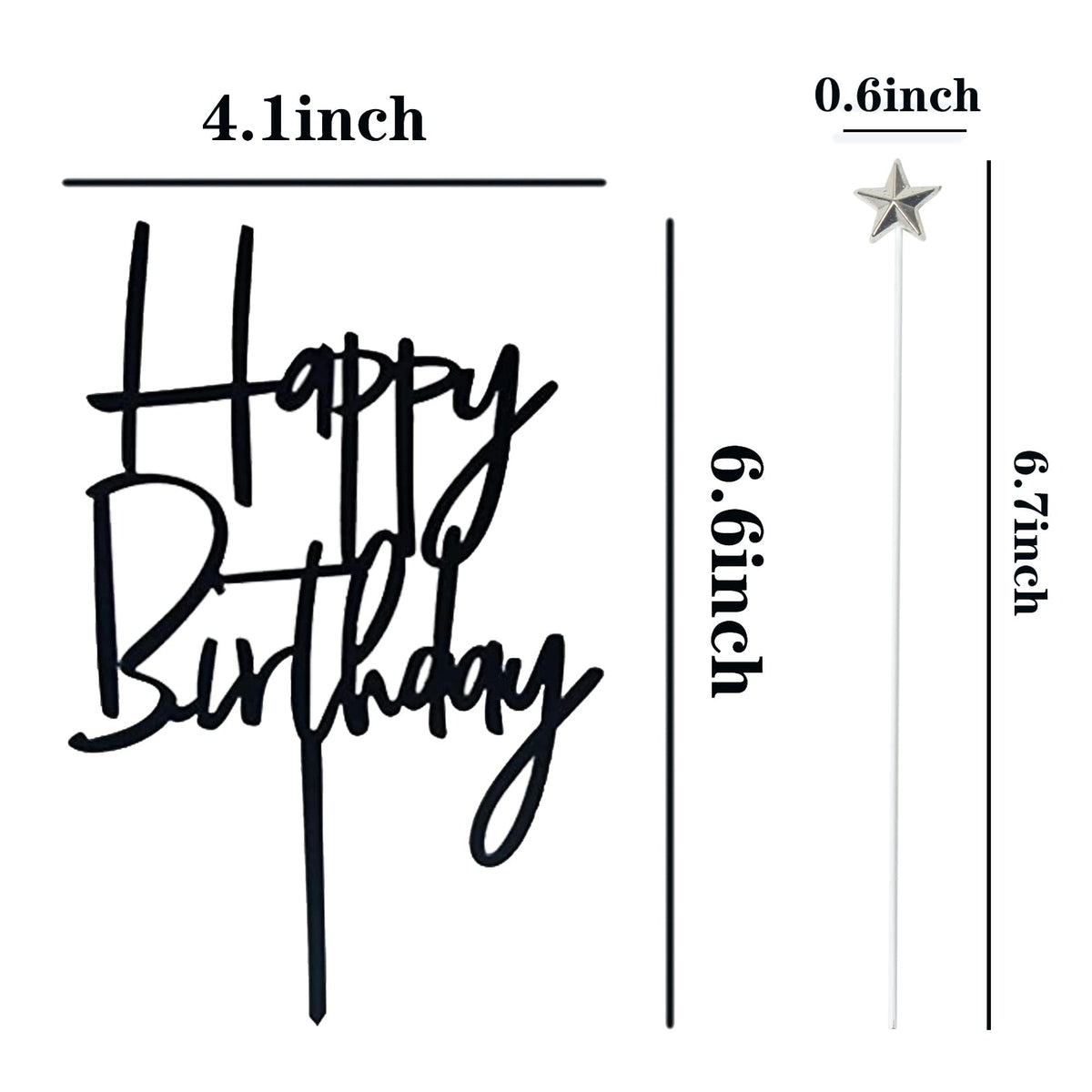 Happy Birthday Star Cake & Cupcake Topper Decoration Set