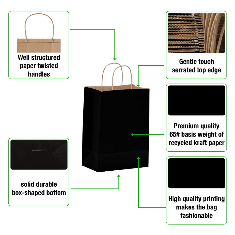 10 x 5 x 13-Inch Kraft Paper Shopping Bags for Party Favors
