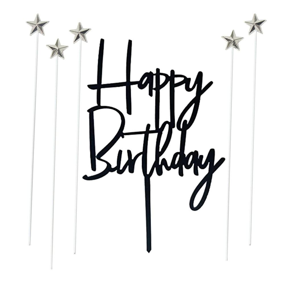 Happy Birthday Star Cake & Cupcake Topper Decoration Set