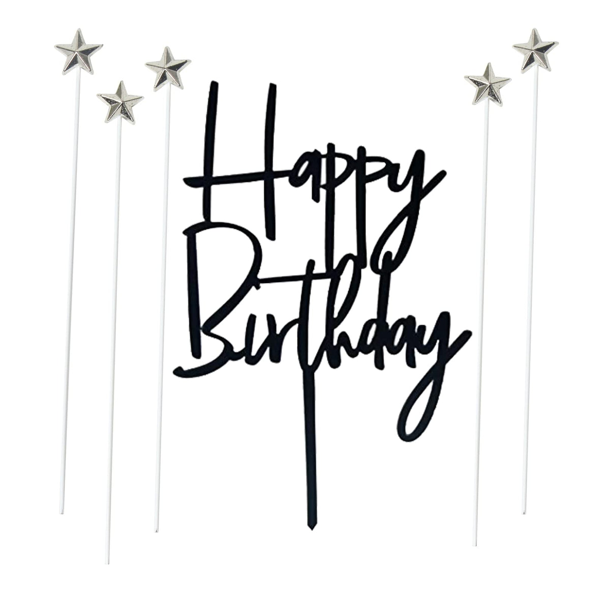 Happy Birthday Star Cake & Cupcake Topper Decoration Set