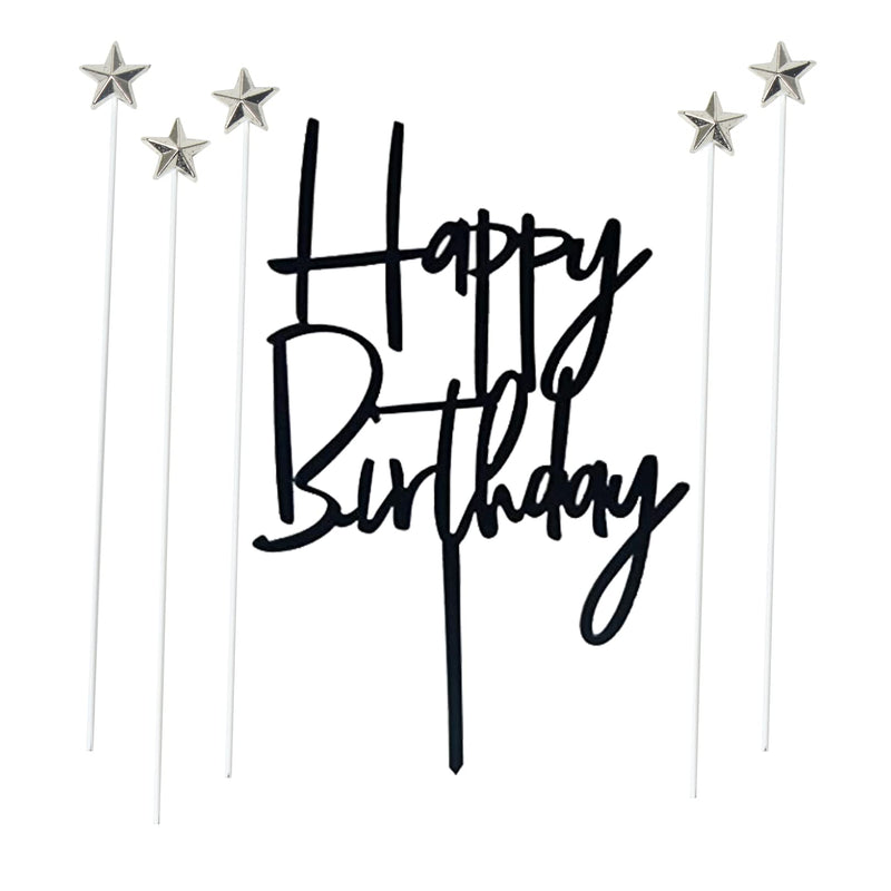 Happy Birthday Star Cake & Cupcake Topper Decoration Set