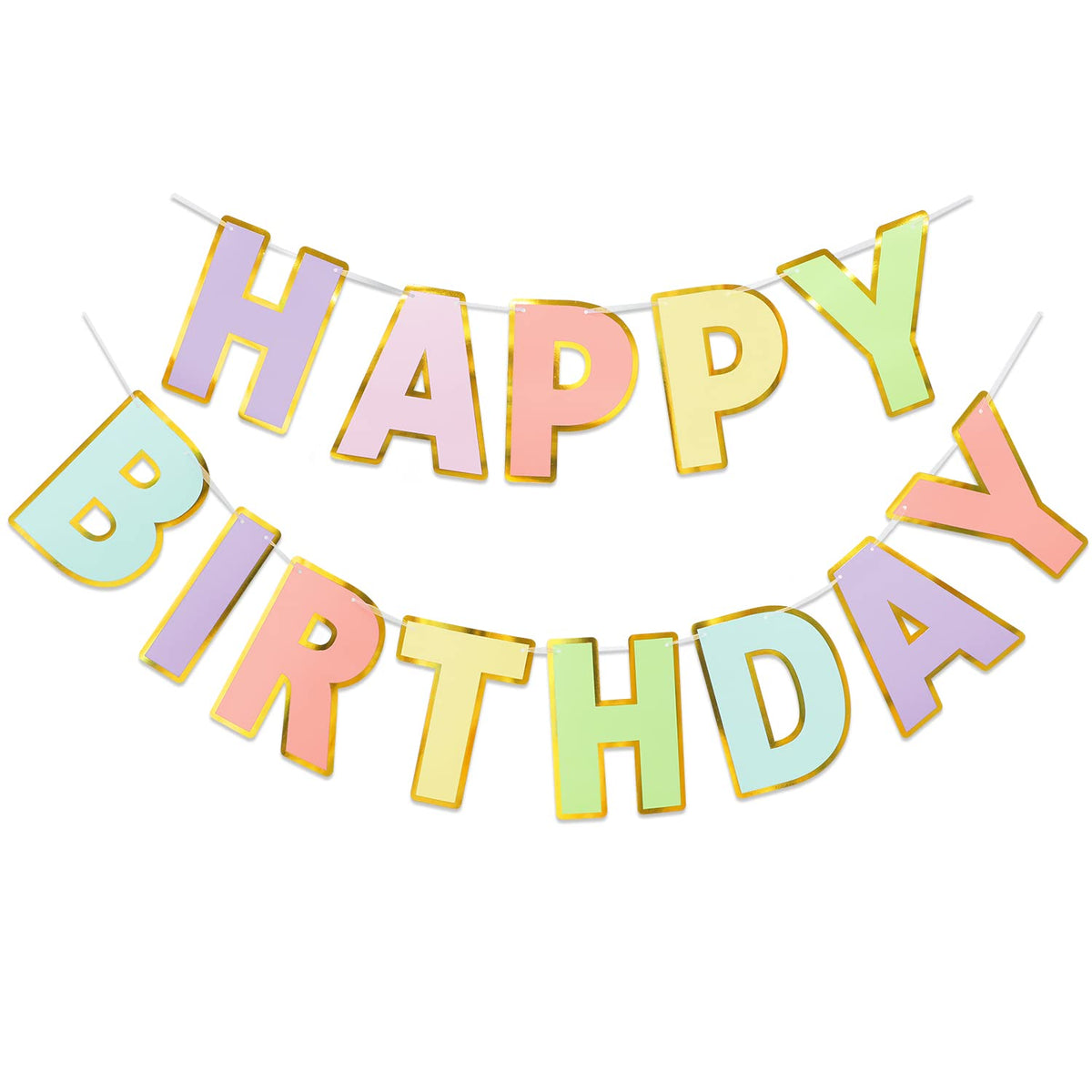 Pre-Strung Happy Birthday Banner for Party Decorations