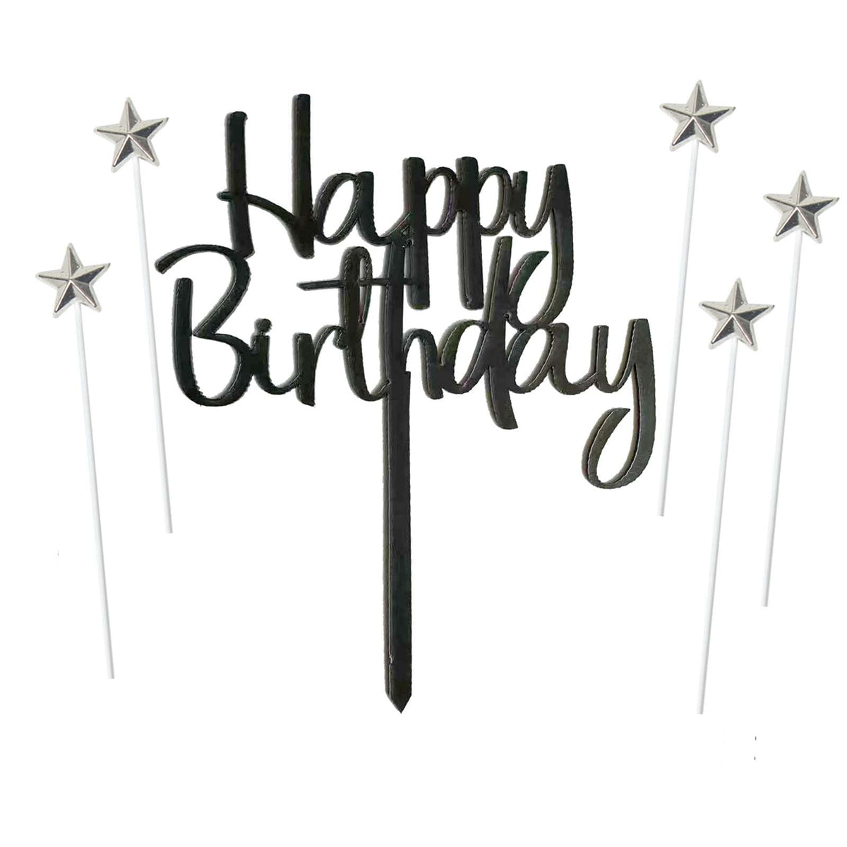 Happy Birthday Star Cake & Cupcake Topper Decoration Set
