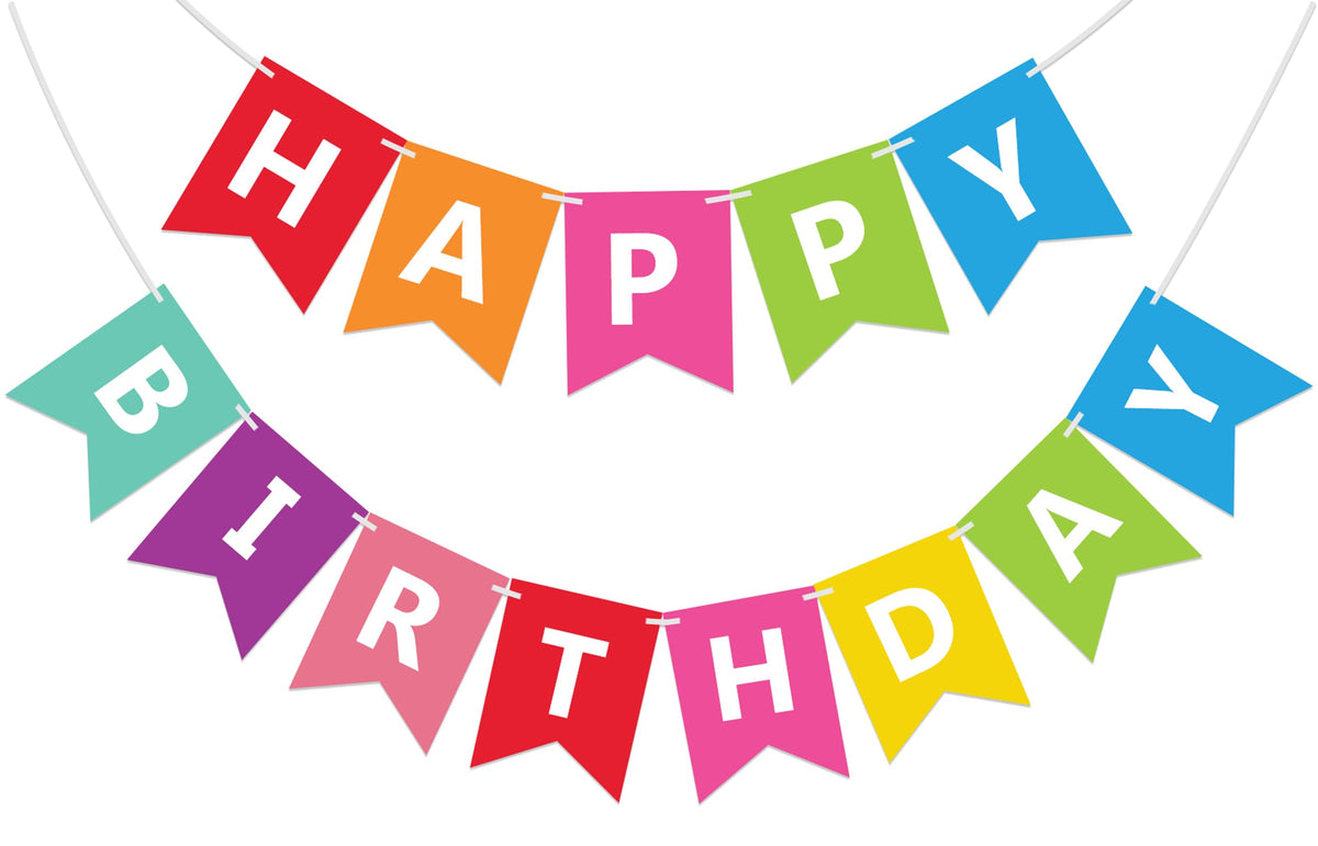 Pre-Strung Happy Birthday Bunting Banner for Party Decor