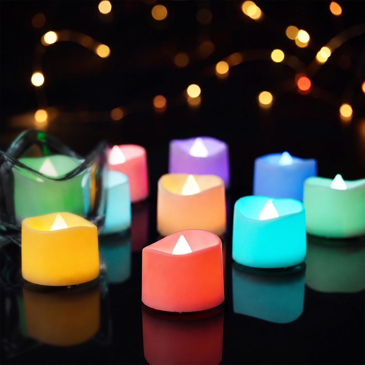 Battery-Operated Flameless Tea Light Candles, 200+ Hours