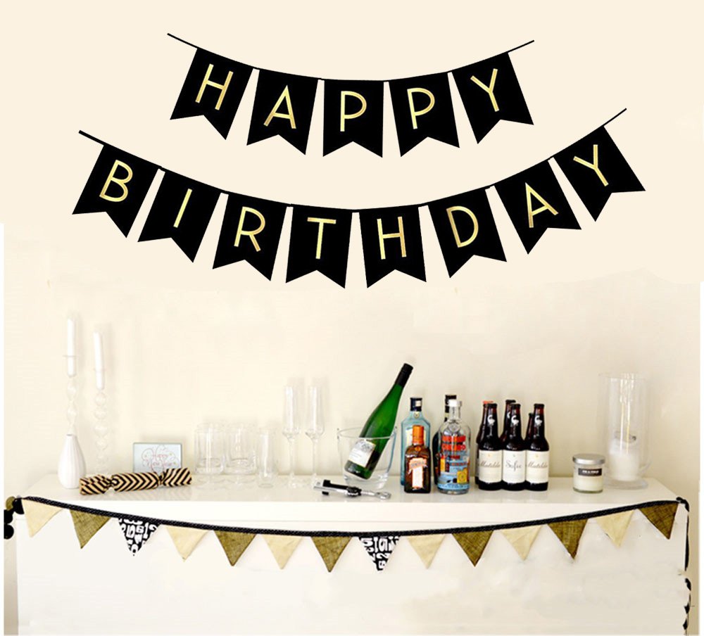 Pre-Strung Happy Birthday Bunting Banner for Party Decor