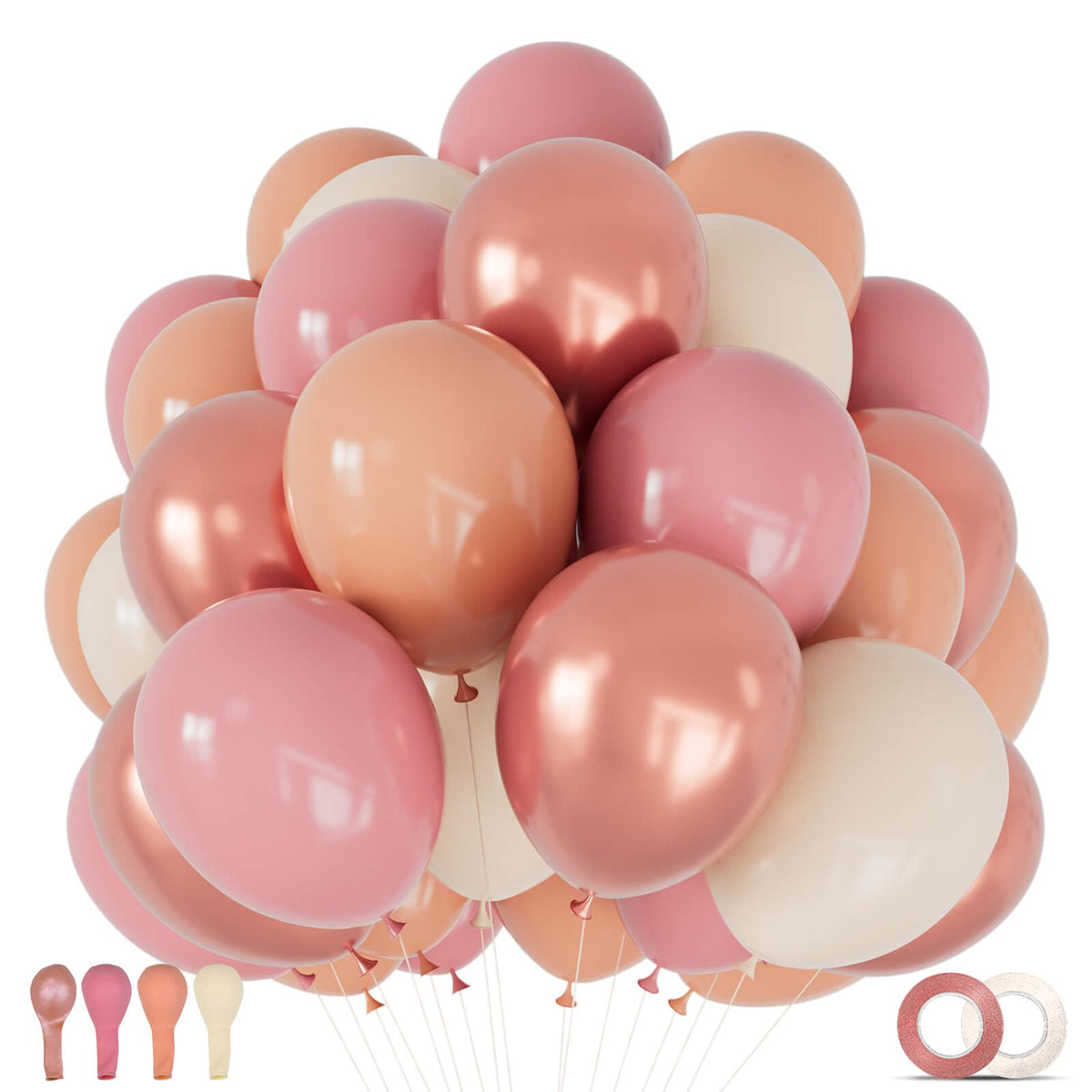 68-Piece 12-Inch Balloon Kit with Ribbons for Parties