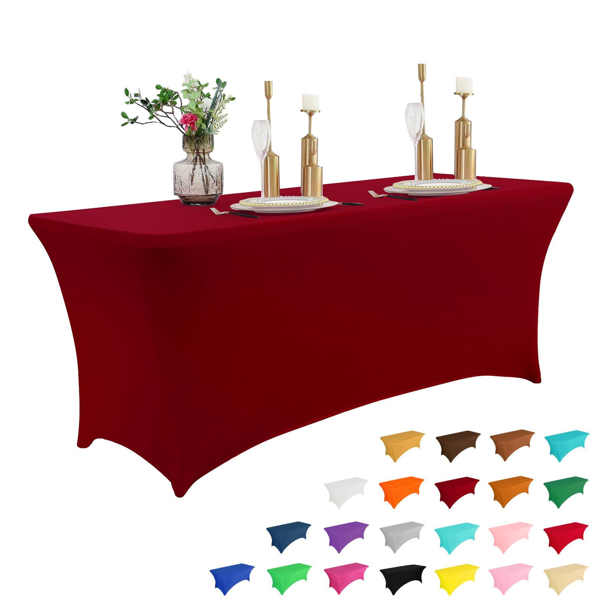 6-Foot Stretch Black Table Cover for Parties & Events